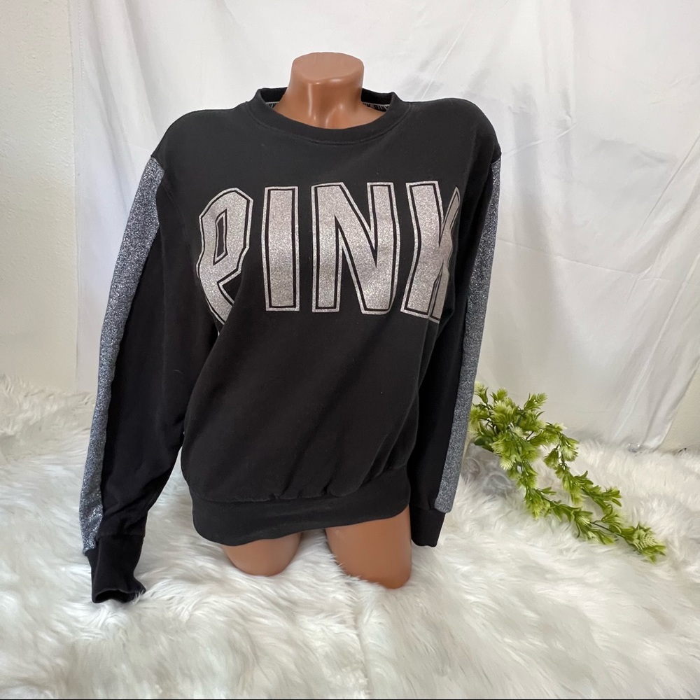 PINK VS GLITTERY SCOOP NECK PULLOVER